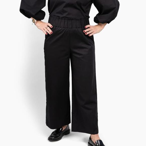 Quiet Culture Black Paperbag Take Pause Wide Leg High Waisted Crop Pant Size XXS - Picture 1 of 11